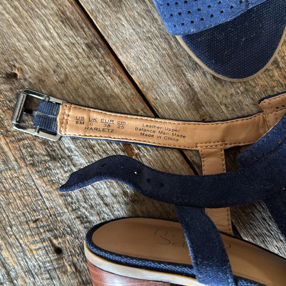 Franco Sarto Harlet 2 Women's Blue Suede Sandals Size 8 - Picture 9 of 10